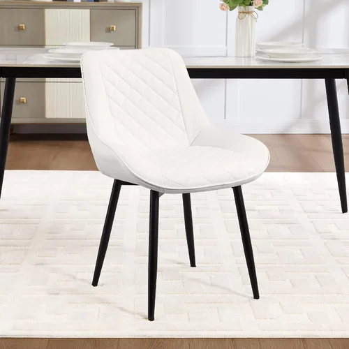 Miniatura 14 de Silla de Comedor, Sillas de Comedor Modernas con Cojines Gruesos, Sillas de Comedor de Cocina y Salón Tapizadas en Cuero Sintético con Patas Negro