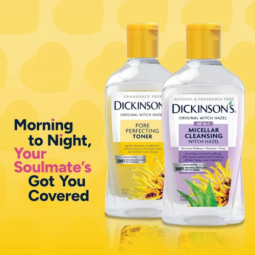 Miniatura 6 de Dickinson's Agua Micelar Limpiadora de Hamamelis, Un Desmaquillante Todo en 1, Refinador de Poros, Limpiador de Piel y Tónico; Sin Alcohol con Aloe