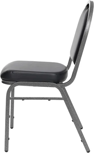 Miniatura 5 de OEF Furnishings OEF9210-SV/2 Silla apilable de grado comercial para banquetes (vinilo negro, marco recubierto de polvo plateado, paquete de 2)