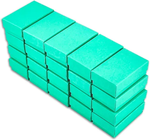 Miniatura 8 de TheDisplayGuys - Paquete de 25 cajas de regalo de papel de cartón relleno de algodón #11, color verde azulado (2.1 x 1.8 x 0.8 pulgadas), para envío