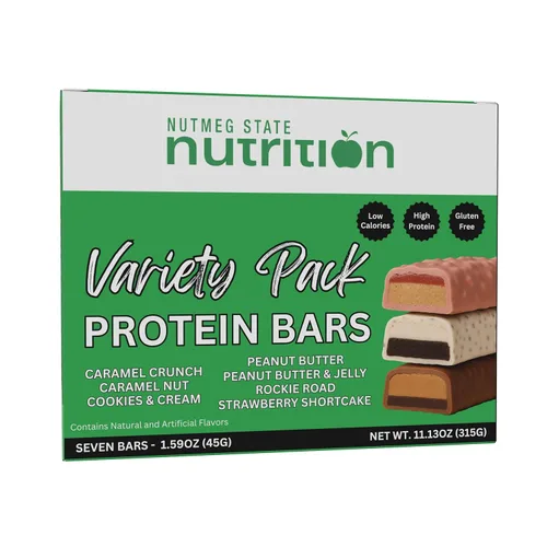 Miniatura 12 de Nutmeg State Nutrition - Barras altas en proteínas, sin gluten, bajas en calorías, ideales para dietas proteicas, 7 porciones por caja