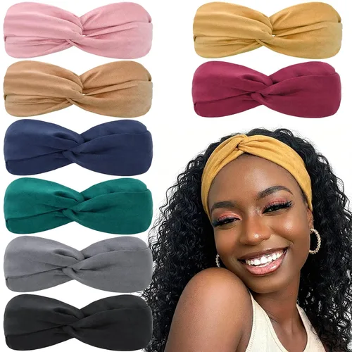 Miniatura 11 de DRESHOW - Paquete de 10 diademas para mujer con diseño entrecruzado vintage, estilo bohemio, trenzadas, elásticas, accesorios para el cabello