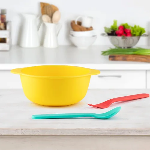 Miniatura 4 de GET FRESH Juego de cucharas y tenedores para niños, paquete de 8 utensilios sin melamina para niños pequeños, juego de cubiertos reutilizables aptos