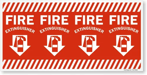 Miniatura 2 de SmartSign Etiqueta envolvente "Fire Extinguisher" con flecha hacia abajo, vinilo laminado de 24 x 12 pulgadas, fabricado en Estados Unidos