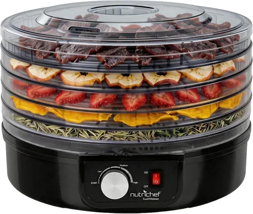 NutriChef Deshidratador de alimentos eléctrico de sobremesa | Conservador de alimentos profesional de varios niveles | Deshidratar pescado, cecina