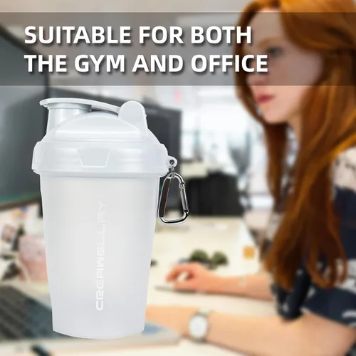 Miniatura 8 de Paquete de 2 botellas agitadoras para mezclas de proteínas, botella pequeña de 17 onzas con asa, tazas agitadoras de gimnasio con bola mezcladora