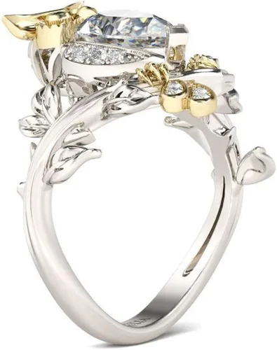Miniatura 5 de Jeulia - Anillo de compromiso de plata de ley 925 con circonita cúbica de corte de pera de 3 quilates para mujer, anillo de boda, anillo solitario