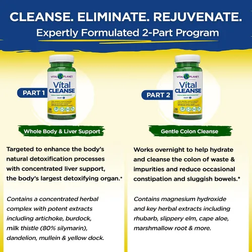 Miniatura 4 de Vital Planet - Vital Cleanse con cardo mariano, magnesio, aloe del cabo y hierbas, suplemento natural para estreñimiento ocasional y eliminación
