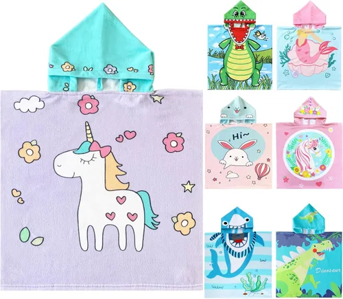 Miniatura 14 de NovForth Toalla de Playa para Niños y Niñas, Envoltorio de Toalla de Baño con Capucha de Cocodrilo, Toalla de Piscina para Niños Pequeños con Capucha