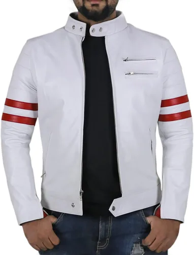 Laverapelle Chaqueta de piel de cordero auténtica para hombre (negro, chaqueta de motociclista) - 1501535