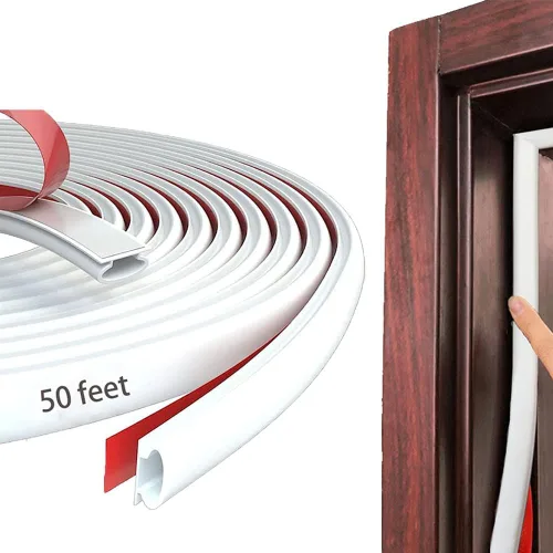 Miniatura 16 de Tira de Sellado de Puerta de Goma Marrón para Intemperie, Tira de Sellado de Puerta en Forma de D, Cinta de Aislamiento de Marco Autoadhesiva