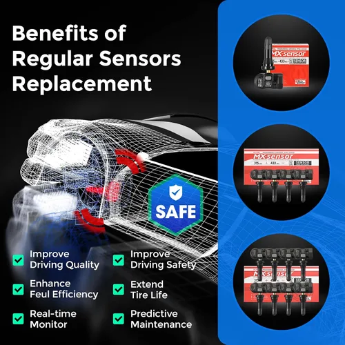Miniatura 8 de Autel TPMS - Sensores MX, sensor TPMS de 315MHz y 433MHz 2 en 1, sensor de presión de neumáticos insertable, sistema de monitoreo de presión