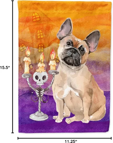 Miniatura 7 de Caroline's Treasures CK3216GF - Bandera decorativa para jardín de bulldog francés Hallween Fawn, para jardín, jardín, patio, jardín, multicolor