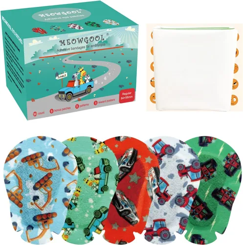 Miniatura 4 de Parches adhesivos para ojos para niños con ojo perezoso, 60+6 parches adicionales, vendajes adhesivos para ambliopía, 5 diseños divertidos