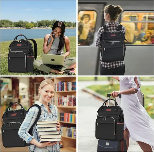 Miniatura 7 de EMPSIGN Mochila para laptop de 15.6 pulgadas para mujer, bolsa de trabajo de negocios, repelente al agua, mochila informal con puerto USB
