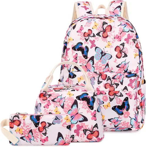 Joyfulife Mochilas para niñas, mochilas para niños, mochilas para adolescentes, mochila para estudiantes escolares con lonchera, bolsas para lápices