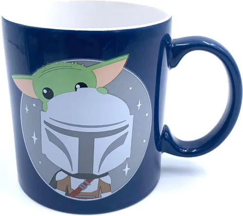 Miniatura 2 de Silver Buffalo Star Wars Mandalorian and the Child Baby Yoda Grogu Jumbo - Taza de café de cerámica de 20 onzas, imagen de 2 caras