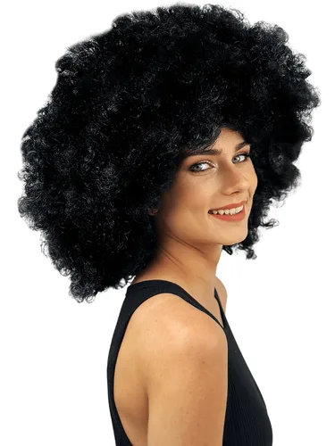 Miniatura 5 de ALLAURA Pelucas prémium de cabello rizado tipo afro y de tamaño jumbo para mujeres afrodescendientes, cabello negro sintético largo y voluminoso