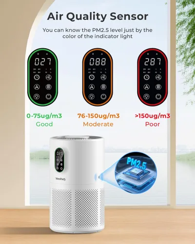Miniatura 10 de Purificadores de aire para el hogar, habitación grande de hasta 1650 pies cuadrados, purificador de aire WESTHEY H13 True HEPA para dormitorio