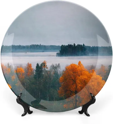 Miniatura 12 de Platos decorativos de Acción de Gracias para decoración del hogar, temporada de otoño de Japón, árboles de arce, ríos y barcos, bandeja decorativa
