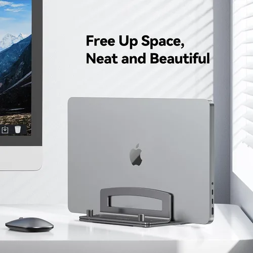 Miniatura 2 de TECKNET Soporte vertical para laptop, soporte ajustable de aluminio para laptop (hasta 17.3 pulgadas), soporte vertical que ahorra espacio