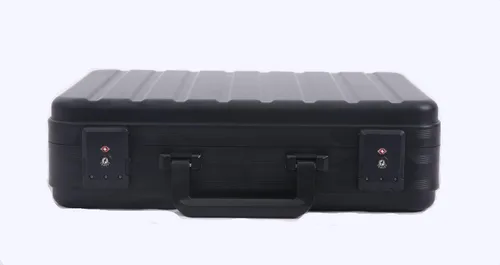 Miniatura 5 de Maletín de dinero de aluminio negro para efectivo cajas de metal para hombres negocios Attache caso rígido doble combinación cerraduras con espuma