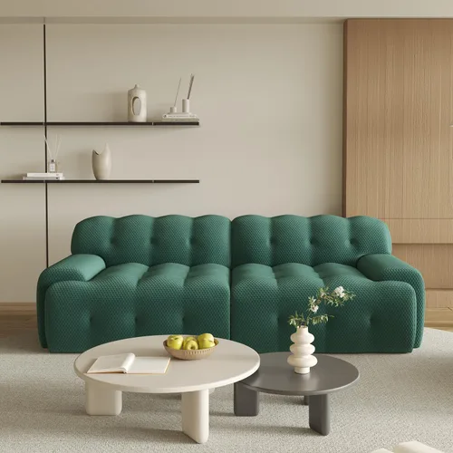 Miniatura 11 de Sofá modular modular de 86.6 pulgadas, sofá biplaza de gran tamaño, tela de malla 3D, cómodo sofá de nube, sofá curvado para sala de estar, oficina