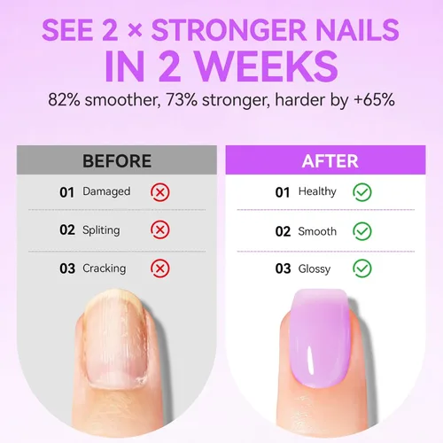 Miniatura 3 de Gelike EC Kit de uñas para principiantes: tratamiento de crecimiento de esmalte de uñas morado fácil de usar y aceite de lavanda para uñas delgadas