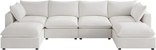 Miniatura 11 de VANOMi Sofá modular seccional, sofá de nube de asiento profundo, cojines ultra cómodos, tapicería suave, funda extraíble, 4 plazas para sala de estar