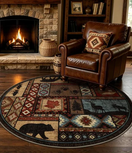 Miniatura 27 de Alfombra de pasillo de 2 x 6 pulgadas para interior - Alfombra de entrada rústica de cabaña con diseño de oso, antideslizante, de pelo bajo