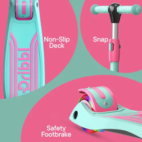 Miniatura 6 de Dribbl - Patineta de 3 ruedas para niños - Tecnología de inclinación para dirigir, manillar de altura ajustable, plataforma antideslizante ancha