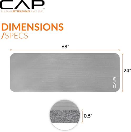Miniatura 4 de CAP Barbell Colchoneta de yoga y ejercicio de alta densidad de 1/2 pulgada con correa Múltiples opciones Gris