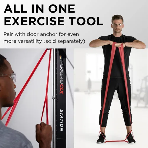 Miniatura 5 de THERABAND CLX Resistance Band with Loops, 5-Foot Band Nivel 2 - Medio - Rojo