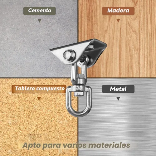 Miniatura 7 de Perchas de columpio resistentes para juegos de madera, capacidad de 2000 libras, colgador de hamaca giratorio de acero inoxidable 360, accesorios