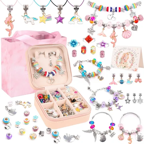 Miniatura 7 de UFU Kit de fabricación de pulseras con dijes, kit de fabricación de joyas, regalo para niñas de 5, 6, 7, 8 a 12, un dulce regalo de cumpleaños