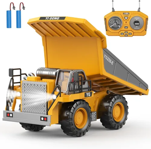 Miniatura 10 de Bulldozer de juguete RC con hoja de metal, luz y sonido, 9CH 2.4GHz control remoto camión de construcción, tractor topador juguetes para niños de 3