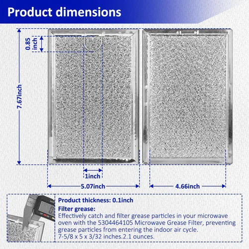 Miniatura 6 de HASMX Repuesto de filtro de grasa de microondas para modelos LG LMH2016SB LMH2235ST LMV1635SB LMV1635SW LMV2083SB LMV1831SB LMV1831ST Filtro