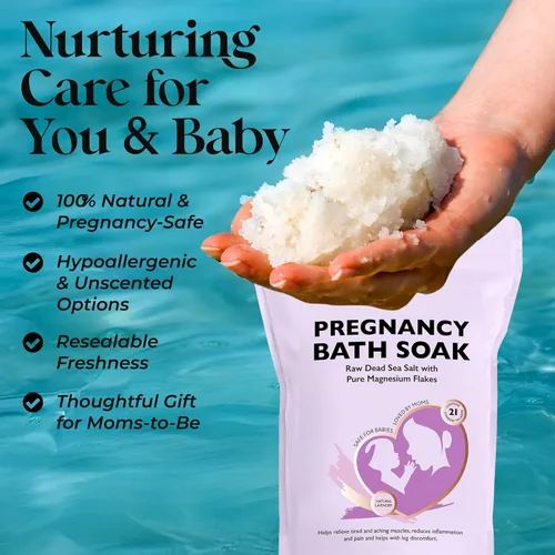 Miniatura 5 de Aromasong Baño de embarazo del Mar Muerto 5 libras – Lavanda natural pura escamas y minerales de magnesio – Embarazo, dolor muscular posparto
