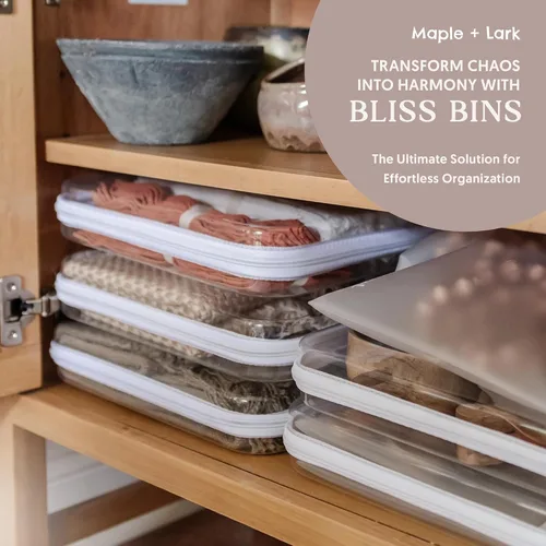 Miniatura 2 de Maple & Lark Bliss Bins - Estuche rígido transparente con cremallera para almacenamiento - Estuche de lápices de plástico transparente de grado