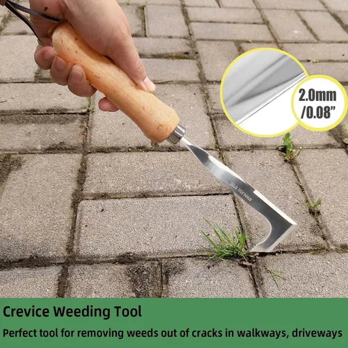 Miniatura 4 de Desbrozadora de grietas, herramienta de deshierbe de acero inoxidable, espátula extractor de malezas en forma de L, desbrozadora manual eficiente