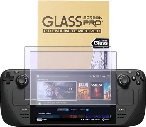 Miniatura 8 de Protector de pantalla para Steam Deck OLED de 7.4 pulgadas (2023) – Película de vidrio templado 9H, transparente HD antiarañazos, caja de piel