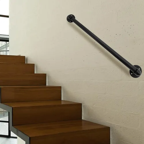 Miniatura 3 de Barandilla de escalera de metal, barandilla de escalera de tubo de acero galvanizado montado en la pared de 3 pies, pasamanos de escalera de ático