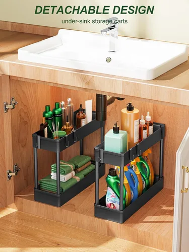 Miniatura 5 de LEHOM Carrito de almacenamiento delgado de 5.1 pulgadas, organizador de baño de 4 niveles, estantería móvil, carrito utilitario rodante, organizador