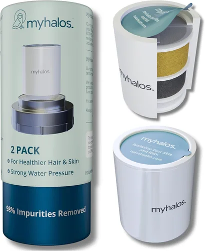 2 Pack - MyHalos® Cartucho de Reemplazo de Filtro de Ducha para Agua Dura Fija - Filtro de Cabezal de Ducha Filtrado para el Hogar y Viajes,