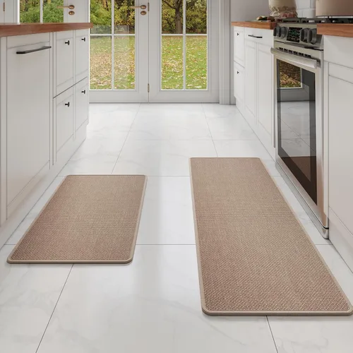 Miniatura 29 de YDKGL Tapetes de cocina para piso, alfombras de cocina súper absorbentes, antideslizantes, lavables, de lino sintético suave trenzado, alfombra