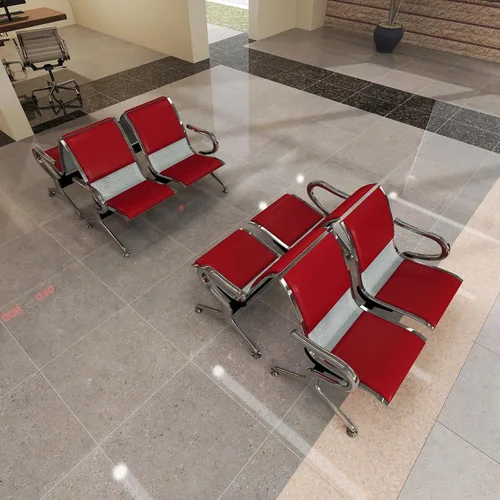 Miniatura 18 de Kinfant Silla de sala de espera de 2 asientos, sillas de recepción de invitados de oficina con respaldo ergonómico, banco de espera de aeropuerto