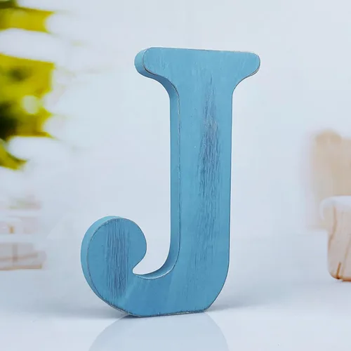 Miniatura 17 de Letras de madera azul rústica de 6 pulgadas, letras de madera sin terminar para decoración de pared, letras azules retro de pie, decoración