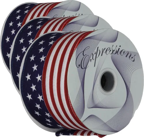 Miniatura 3 de Craig Bachman Imports 8567339343 2.5" x 10 yardas Rojo, Blanco, Azul Cinta Estrellas/Rayas