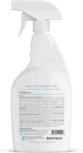Miniatura 9 de BRIOTECH Desinfectante en aerosol de ácido hipocloroso, mata el 99.99% de los virus y bacterias, elimina el olor, suave, control de moho