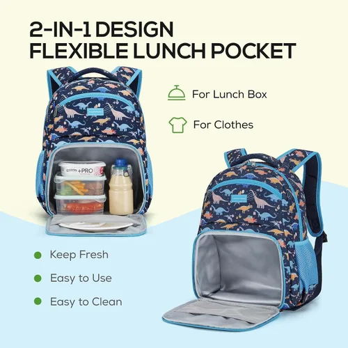 Miniatura 4 de mommore Mochila para niños con múltiples compartimentos, Dinosaurio, Mediana, Mochilas de viaje
